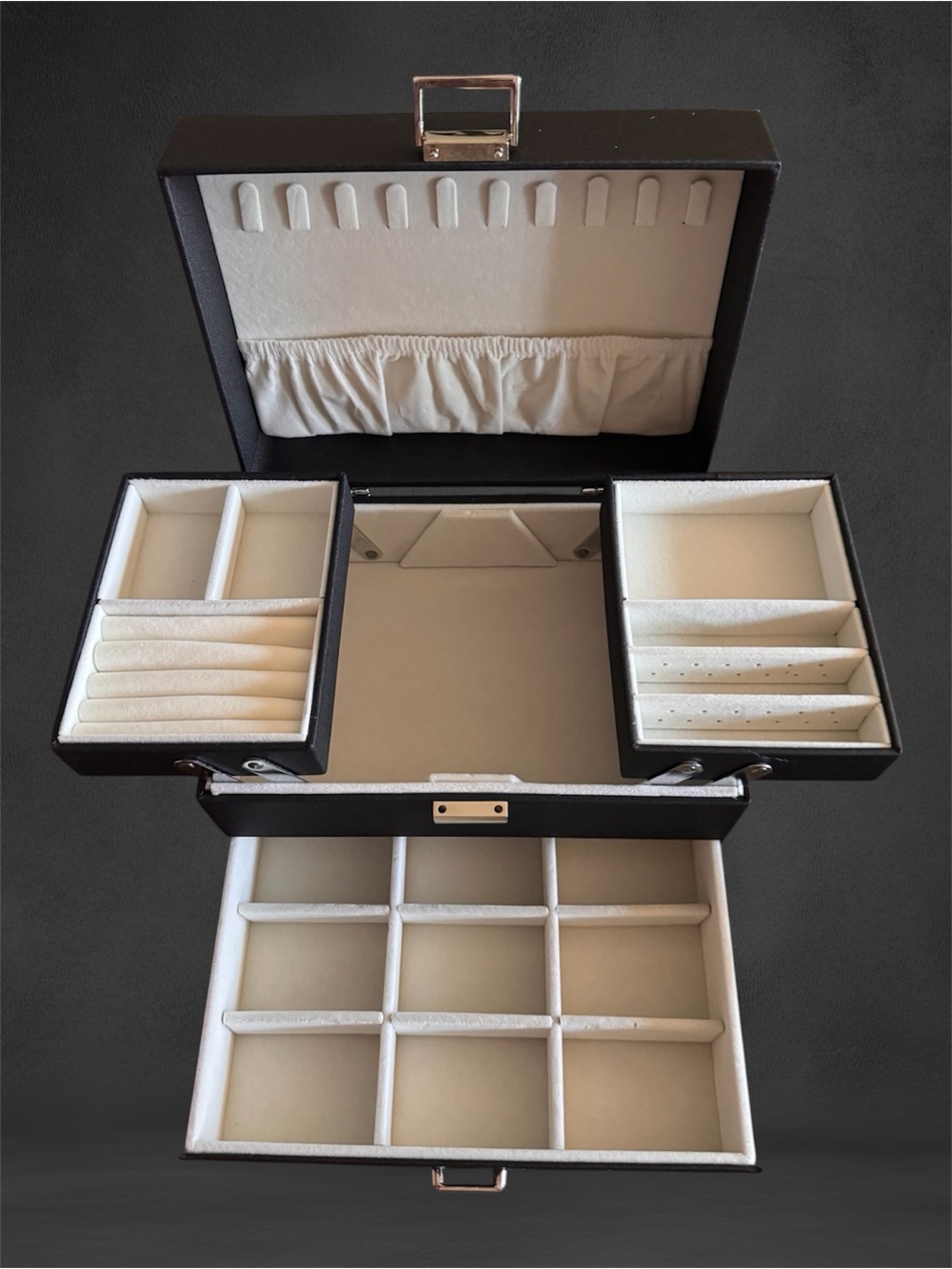 Jewelry Organizer Box in Black and Cream